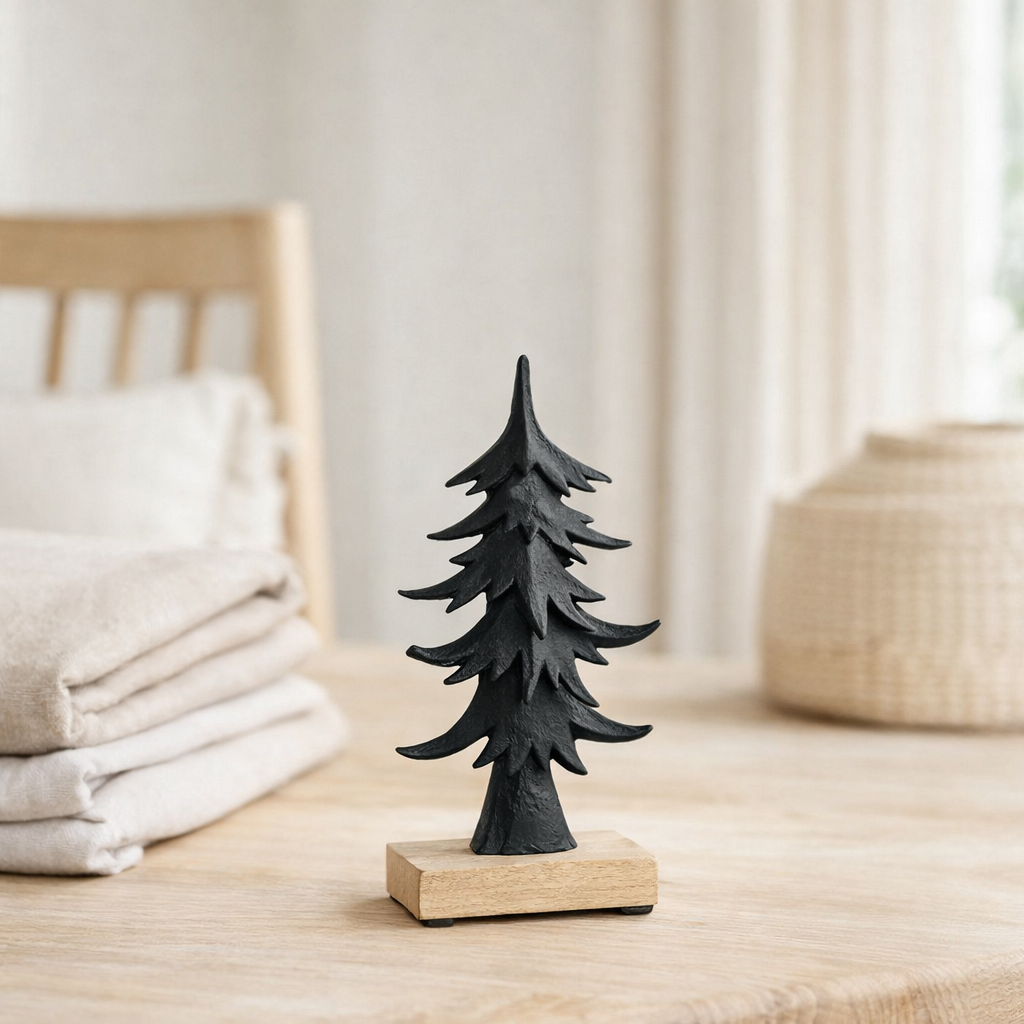 Pin J-Line Ori sur pied - bois - aluminium - noir - grand en situation