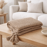 J-Line Pinceaux à carreaux - coton - beige foncé - 180 x 130 cm en situation