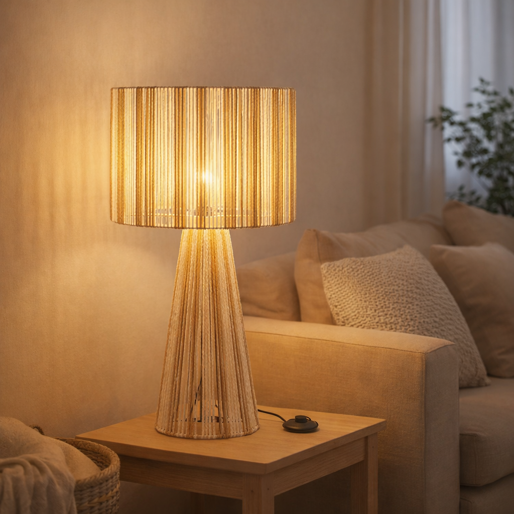 J-LIGNE LAMP ROPES - Metal / Paper - White / Naturel en situation