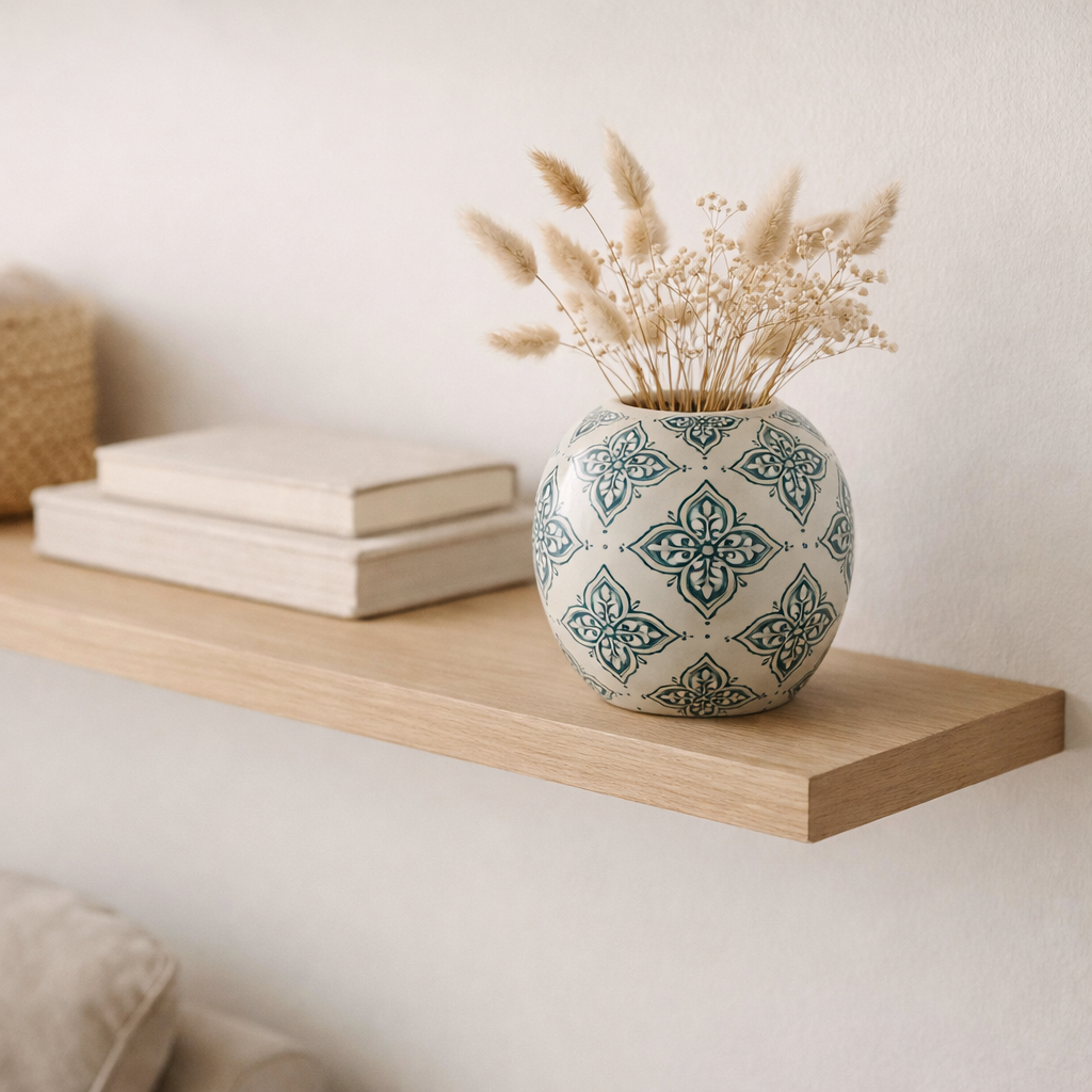 J -line Vase Kousa Ball - Porcelaine - bleu / blanc - Ø 11 cm en situation
