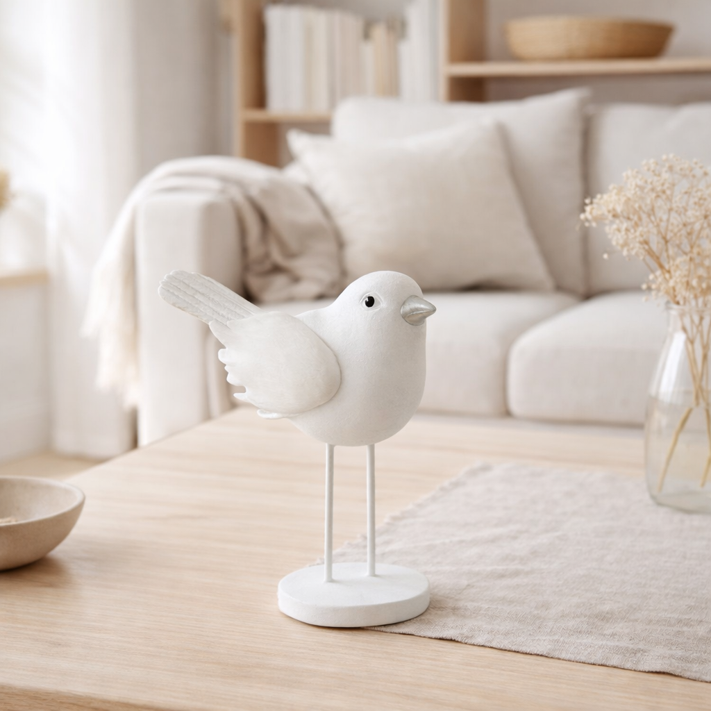 J -line Figure Vogel - Polyresin / Figure Certificat - blanc - grand en situation