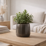 J -line Flowerpot Effen - Céramique - Gray - Grand - Ø 16,5 cm en situation