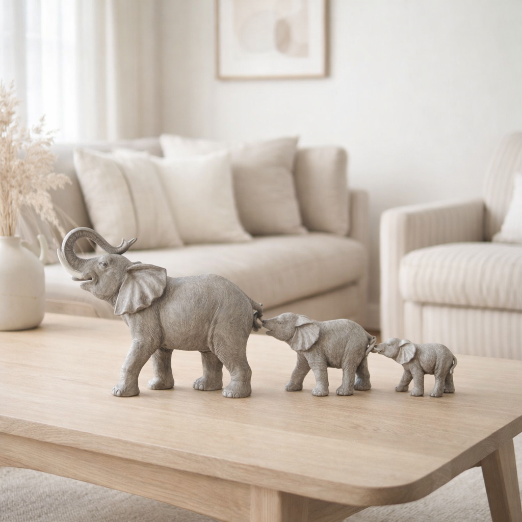 J -line Figure Elephant Row 3 - Polyresin - Gray en situation