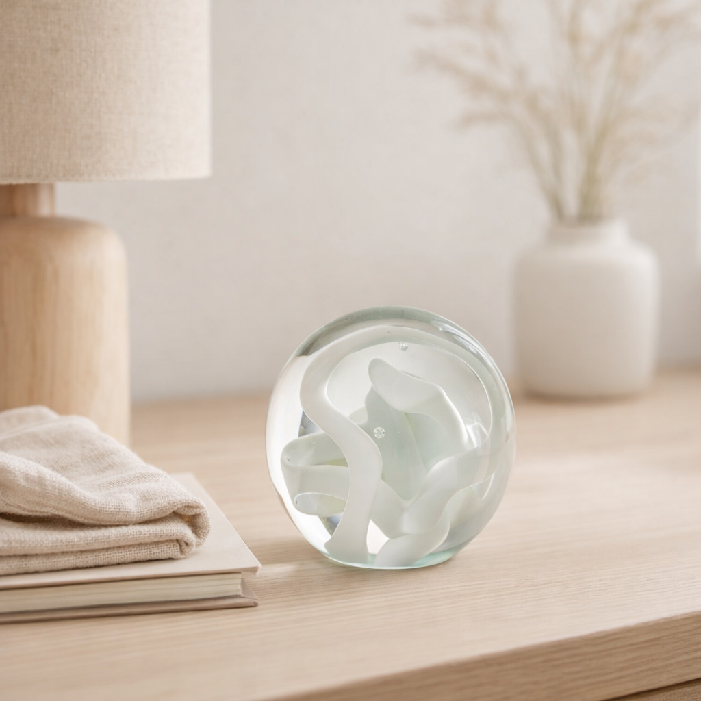 J-Line presse-papier Slinger - verre - blanc - moyen en situation