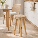 Tabouret J-Line Round - bois/jacinthe d'eau - naturel en situation