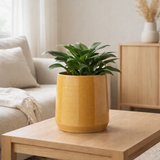 J -line Flowerpot Round - Ceramics - Oker - Large - Ø 26 cm en situation