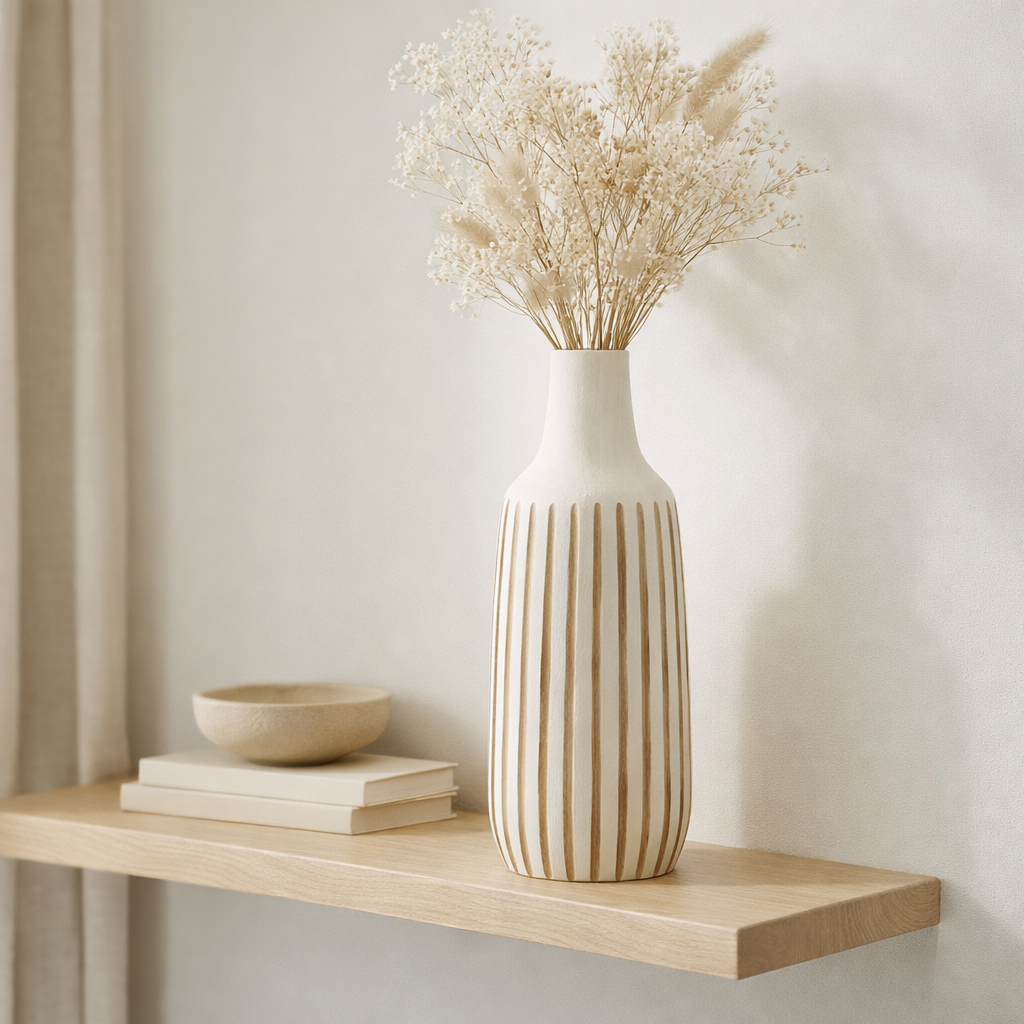 J -line Vase Ying - Wood - blanc - moyen - 45 cm de haut en situation