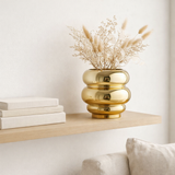 J -Liline Tealight Holder / Vase Cléa - Glass - Gold - Ø 20 cm en situation