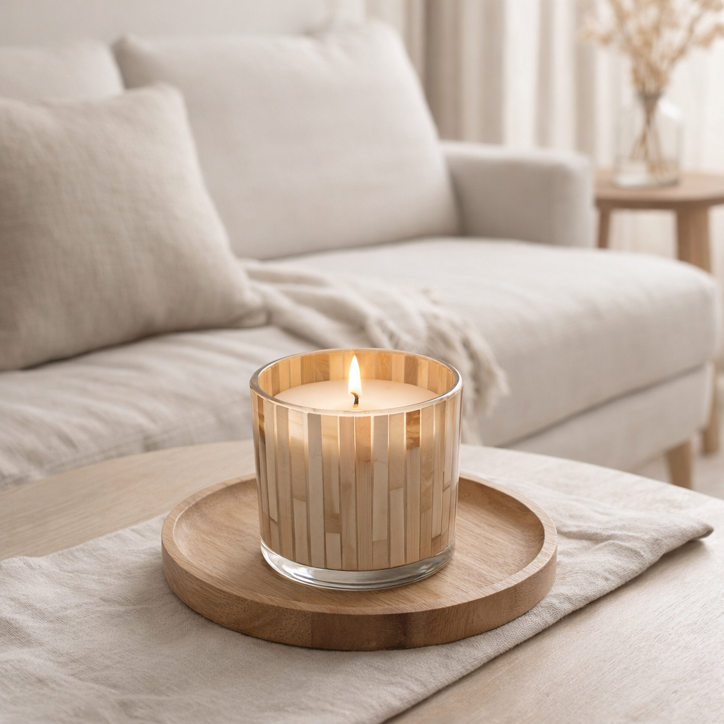 Bougie parfumée J-Line Noa - Tender Rose - verre - rose - petite - 45U en situation