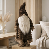 Figurine J-Line Gnome Forest - textile - marron - grand en situation