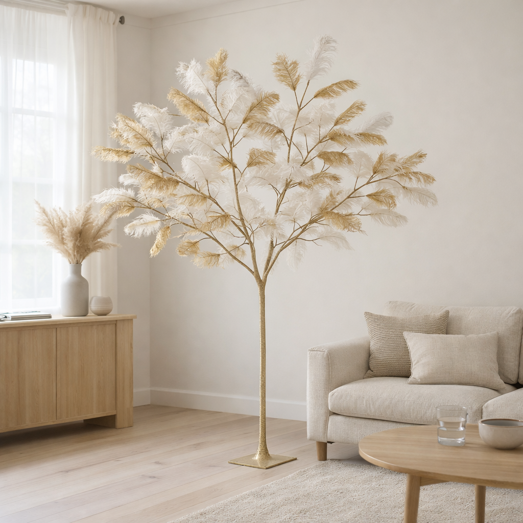 Arbre J-Line Plumes - acier - or/blanc - grand en situation