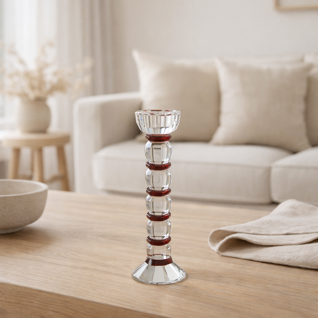 J-Line Bougeoir Annie Cristal Rouge/Transparent Grand en situation