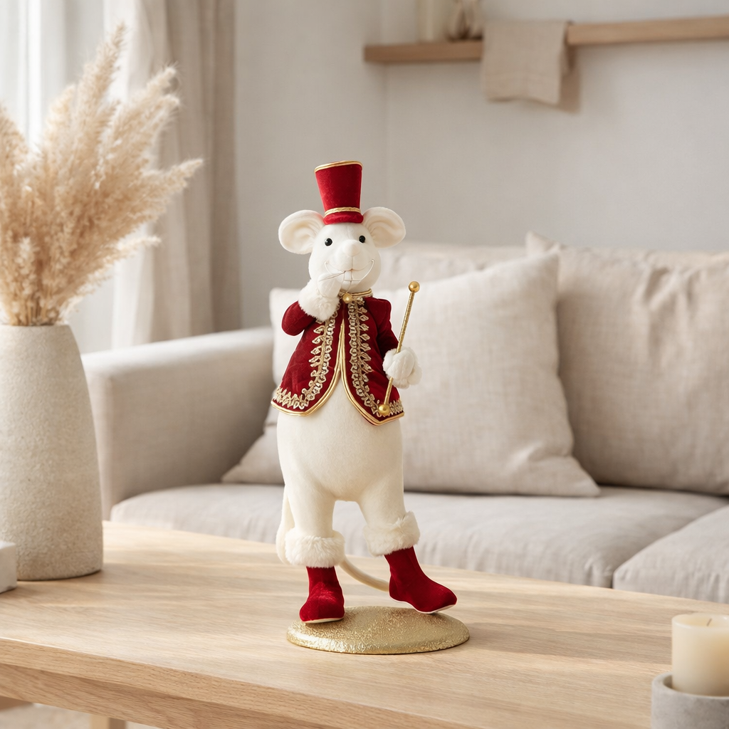 J -Line Figure Mouse Majorette Standing - Polyphoam / Textiles - Red / Gold en situation
