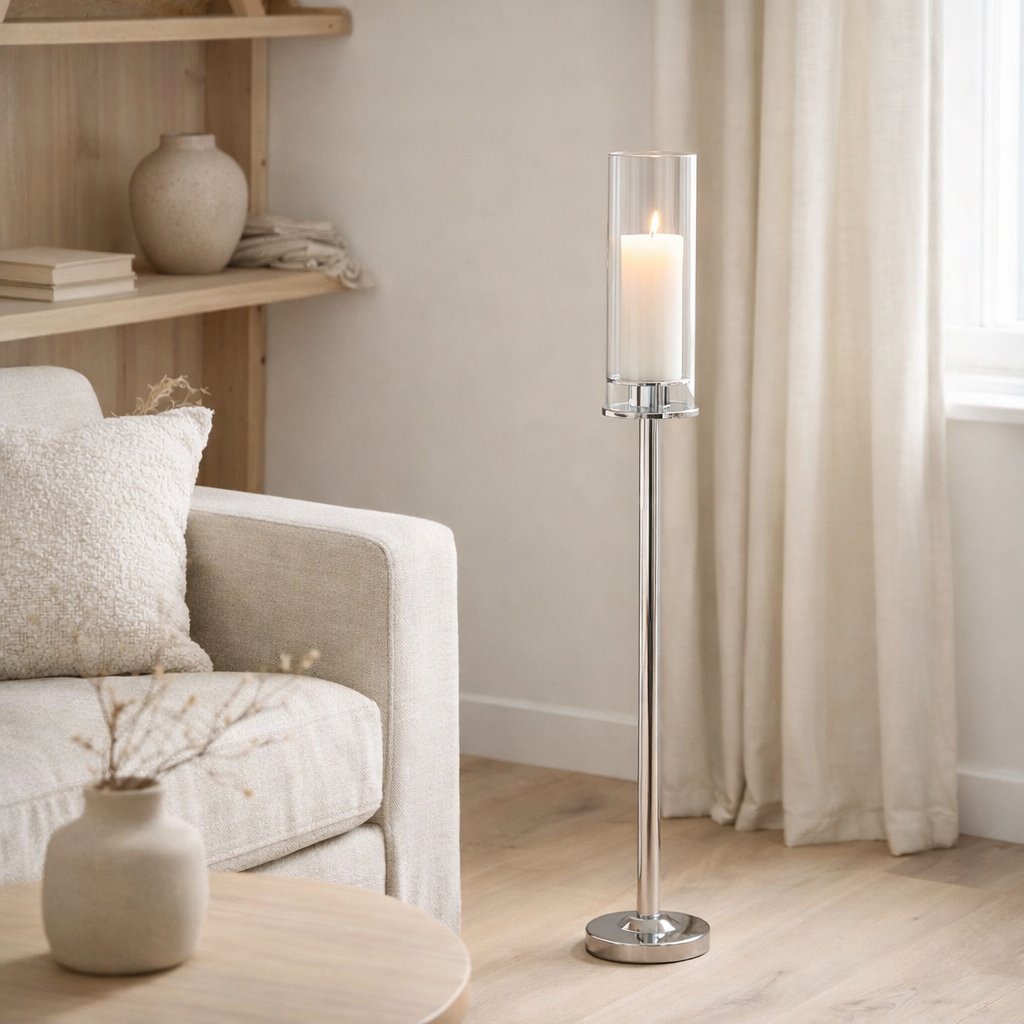 J-Line Bougeoir Moira Verre Transparent Petit en situation