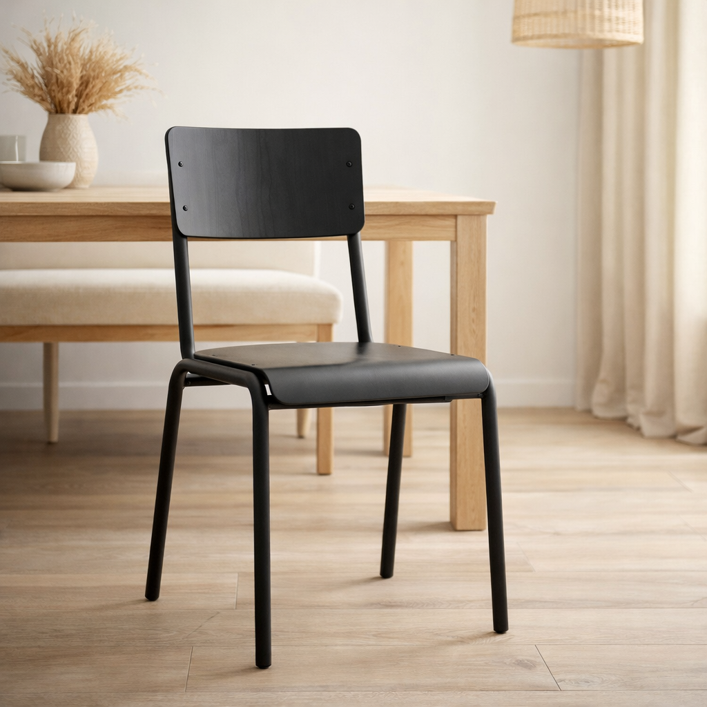 Chaise J-Line - bois/métal - noir en situation