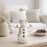 J-Line Bonhomme de Neige Oiseaux Résine Blanc/Gris Small en situation