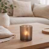 Lanterne J-Line Stripes - verre - marron/blanc - petite en situation