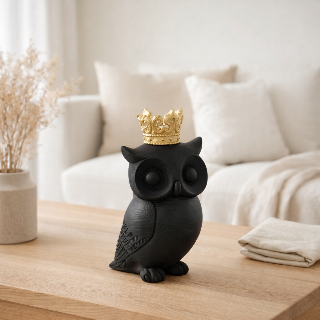 J-Line Owl Crown Résine Noir/Or Large en situation