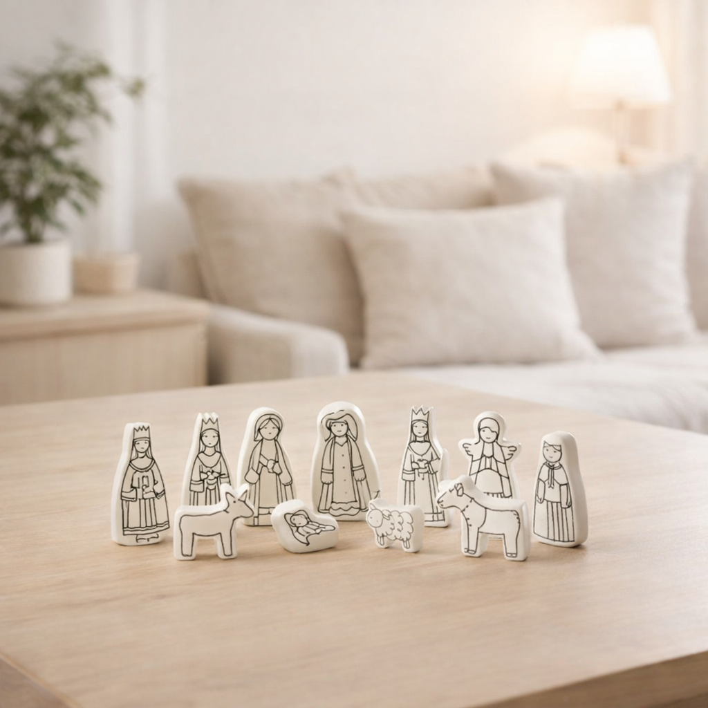 J-Line Crèche de Noël 11 pièces Dolomite Blanc/Noir Petit en situation