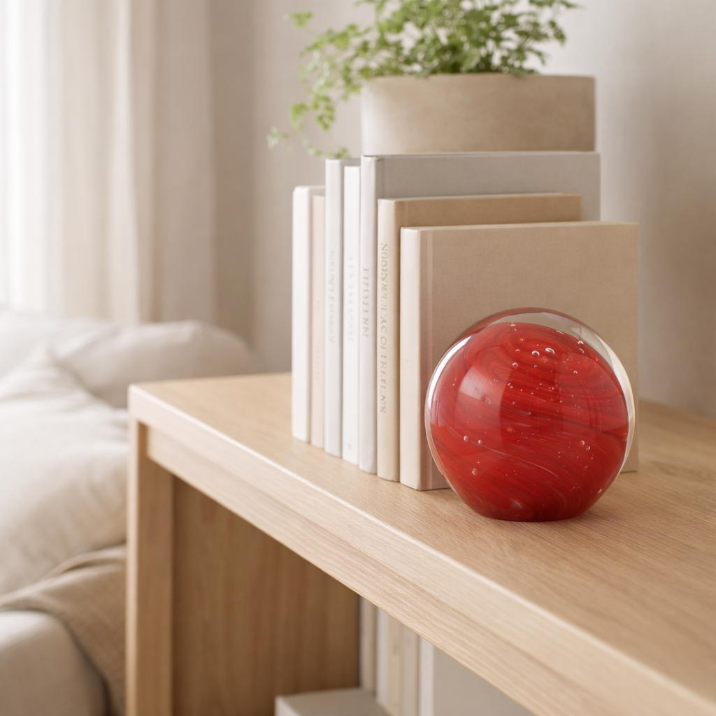 J -line Presse Paper Twister Round - Glass - Red - Medium en situation