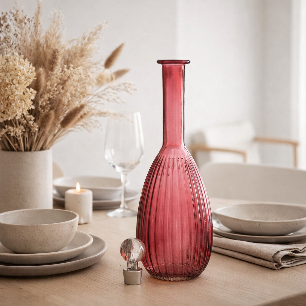 J-Line Carafe Stripes - verre - rouge en situation