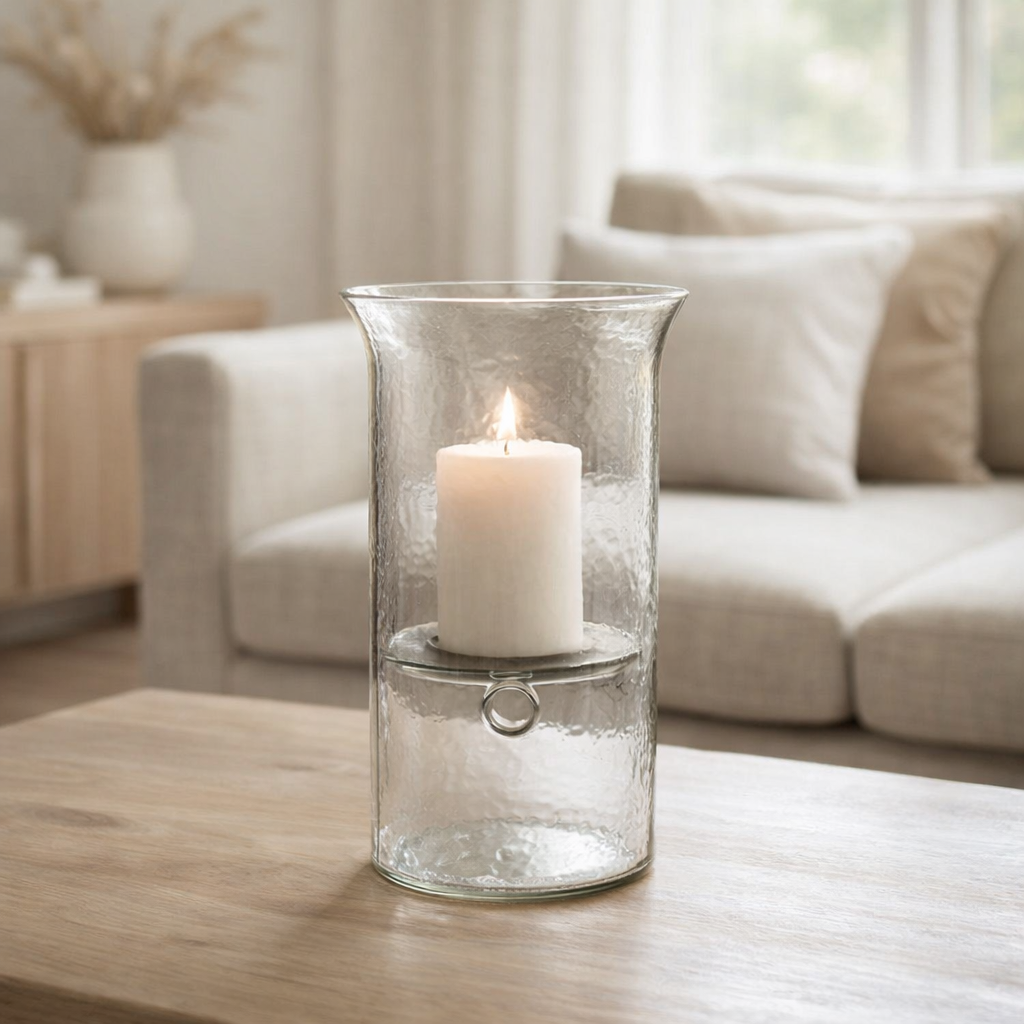 Bougeoir J-Line Assiette Blurred - verre - transparent - moyen en situation