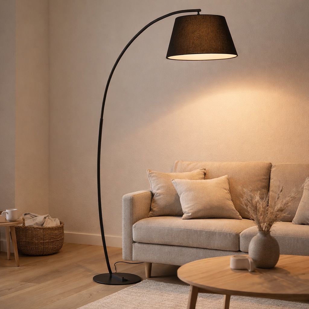 Lampe J-Line Standing Arc - métal - noir en situation