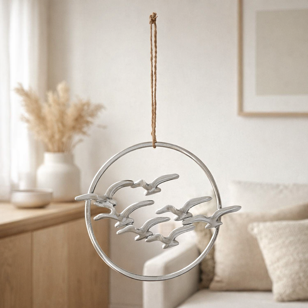 Suspension J-Line Birds Circles - aluminium - argent en situation