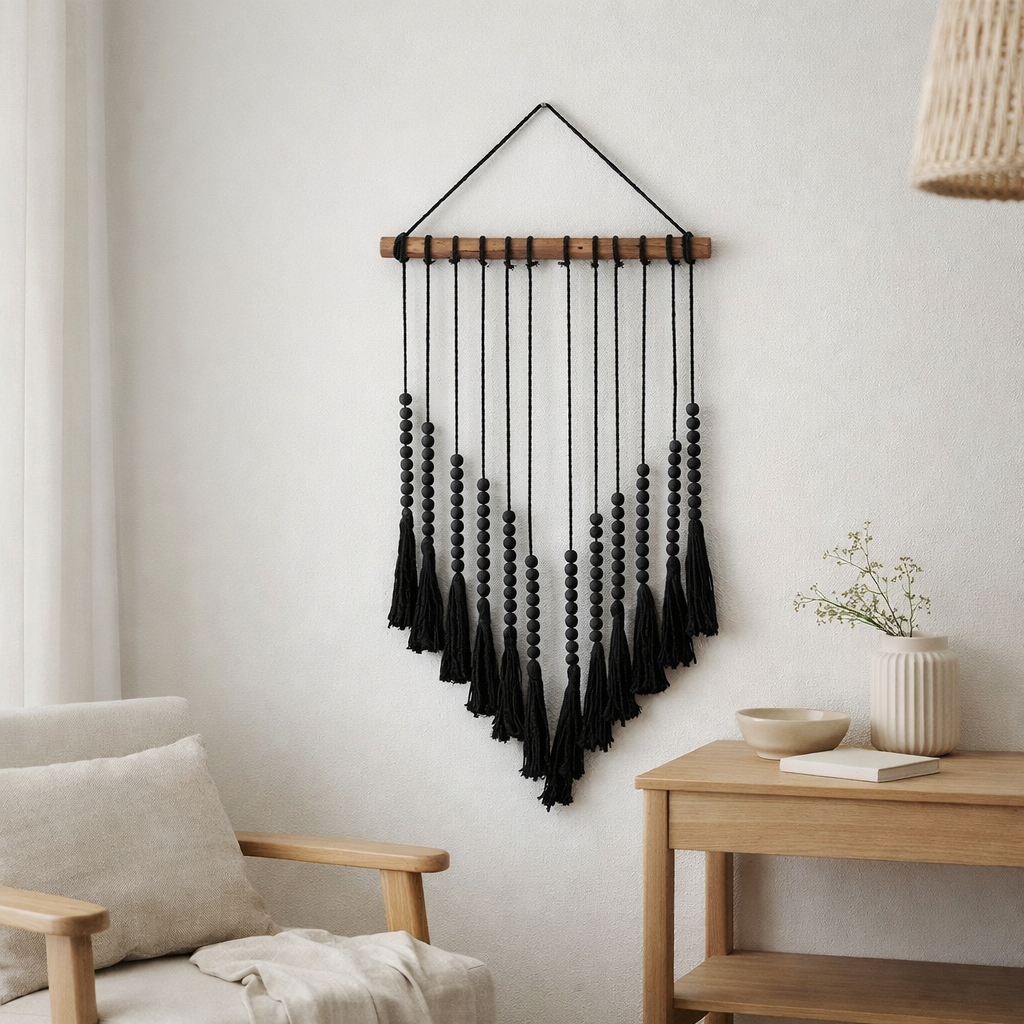 J-Line suspension Pompon - coton - noir en situation