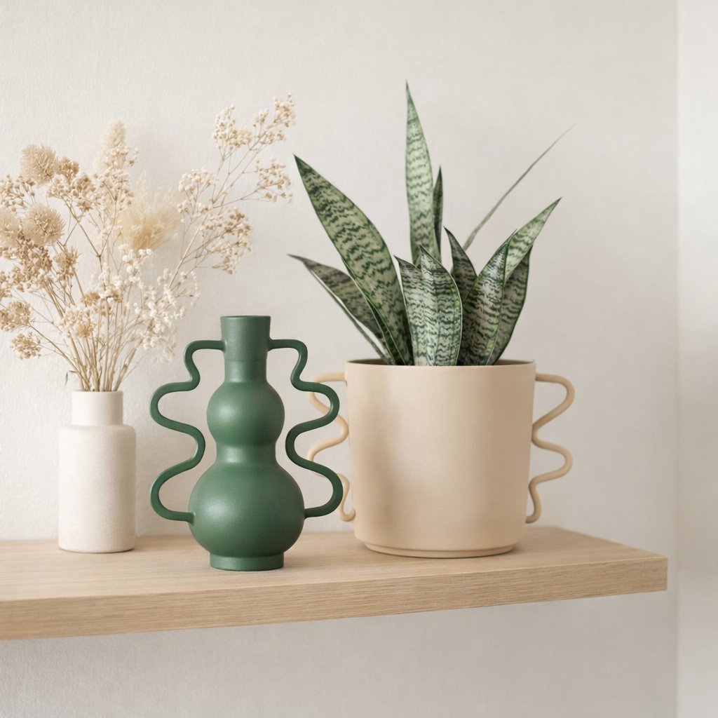 J -line Vase Marie - Aluminium - Green - 21,5 cm de haut en situation