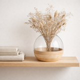 Vase J -line Round - bois / verre - brun clair - 22,5 cm de haut en situation