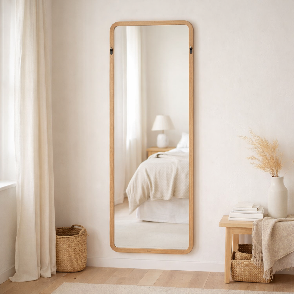 J -line Spiegel Rectangle - Spar / Glass - Natruel - 48 x 122,5 cm en situation