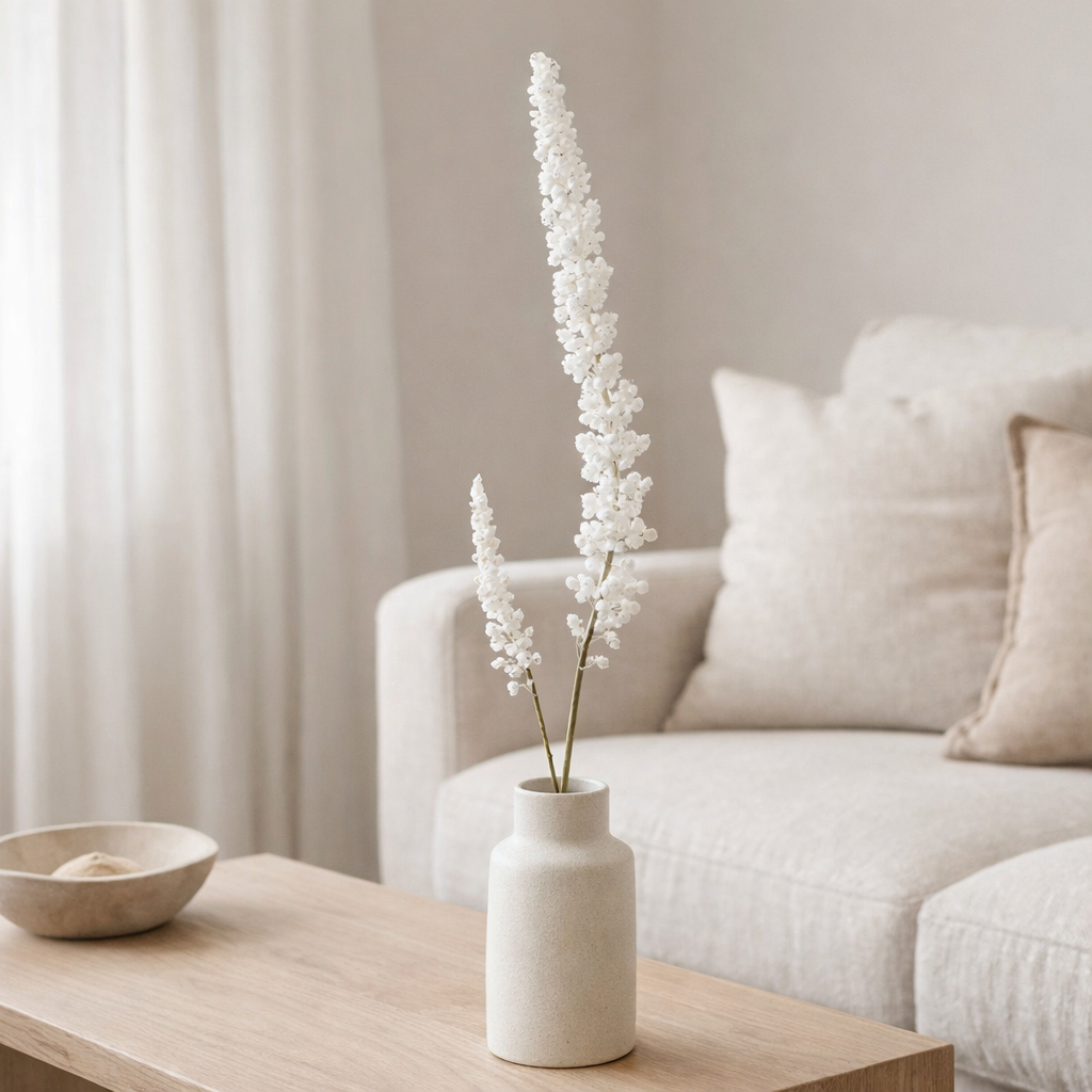 J-Line décoration Branche Astilbe 5 Pièces - plastique - blanc en situation