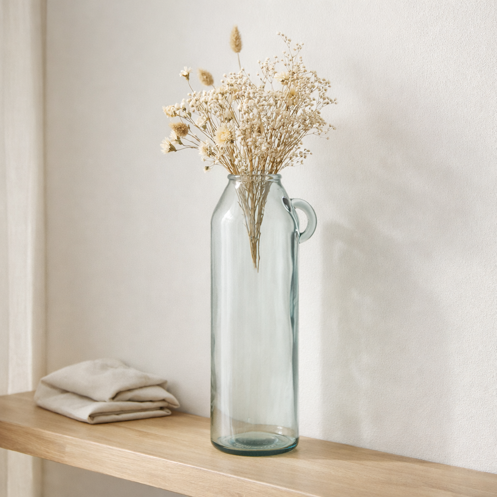 Cylindre de poignée en vase J -line - Verre recyclée - Grand - 45 cm de haut en situation