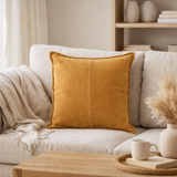 Coussin J-Line Middle Line - cuir - moutarde en situation