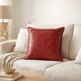 Coussin J-Line Poil de vache - cuir - rouge en situation