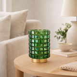 J-Line Photophore Carré Mosaïque Verre Vert Grand en situation