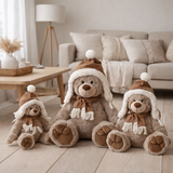 J-Line Ours+Chapeau Peluche Polyester Marron Large en situation