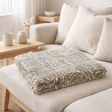 J-Line Plaid tweed - coton - bleu/beige - 180 x 130 cm en situation