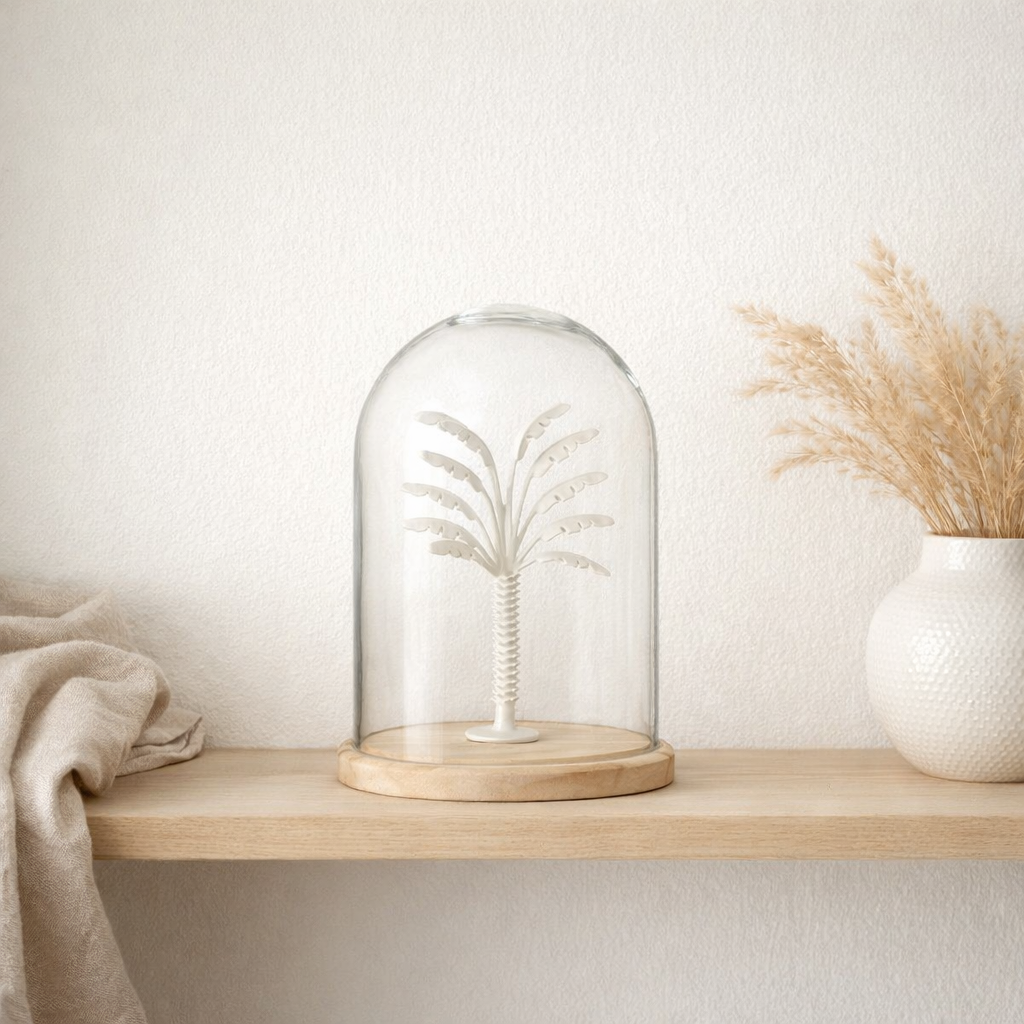 J -line Decoration Stolp Palm Tree - Glass / Metal - White / Naturel - Small en situation