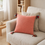 J-Line Coussin Chindi Brosse Coton/Polyester Rose en situation
