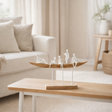 J-Line People On Banc Bois Métal Blanc Naturel Small en situation