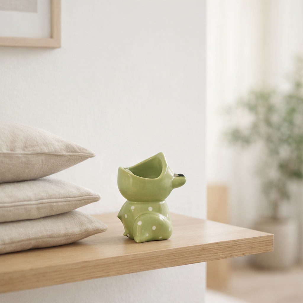 Pot de fleur J-Line Frog Open Mouth Dolomite - céramique - vert - petit en situation