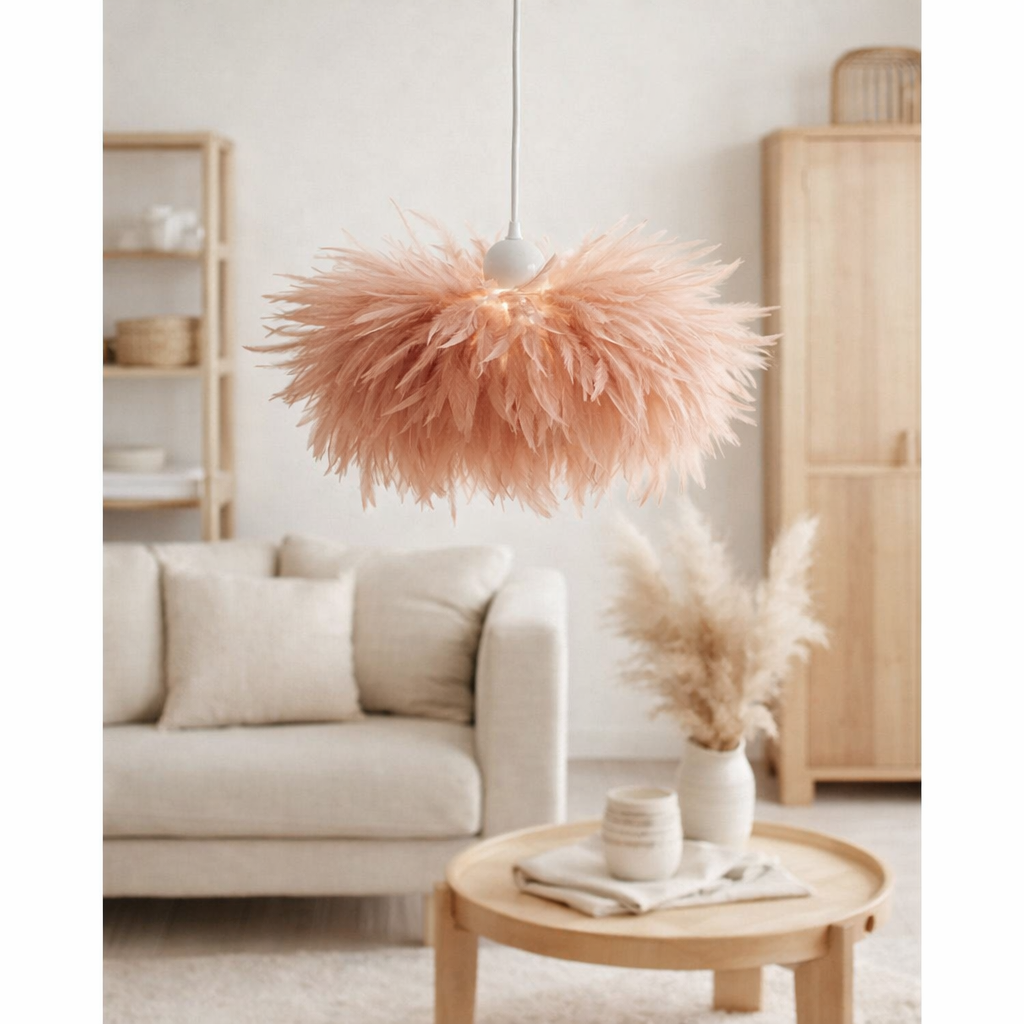 Pendentif J-Line Plume + Stone - plumes - saumon foncé en situation