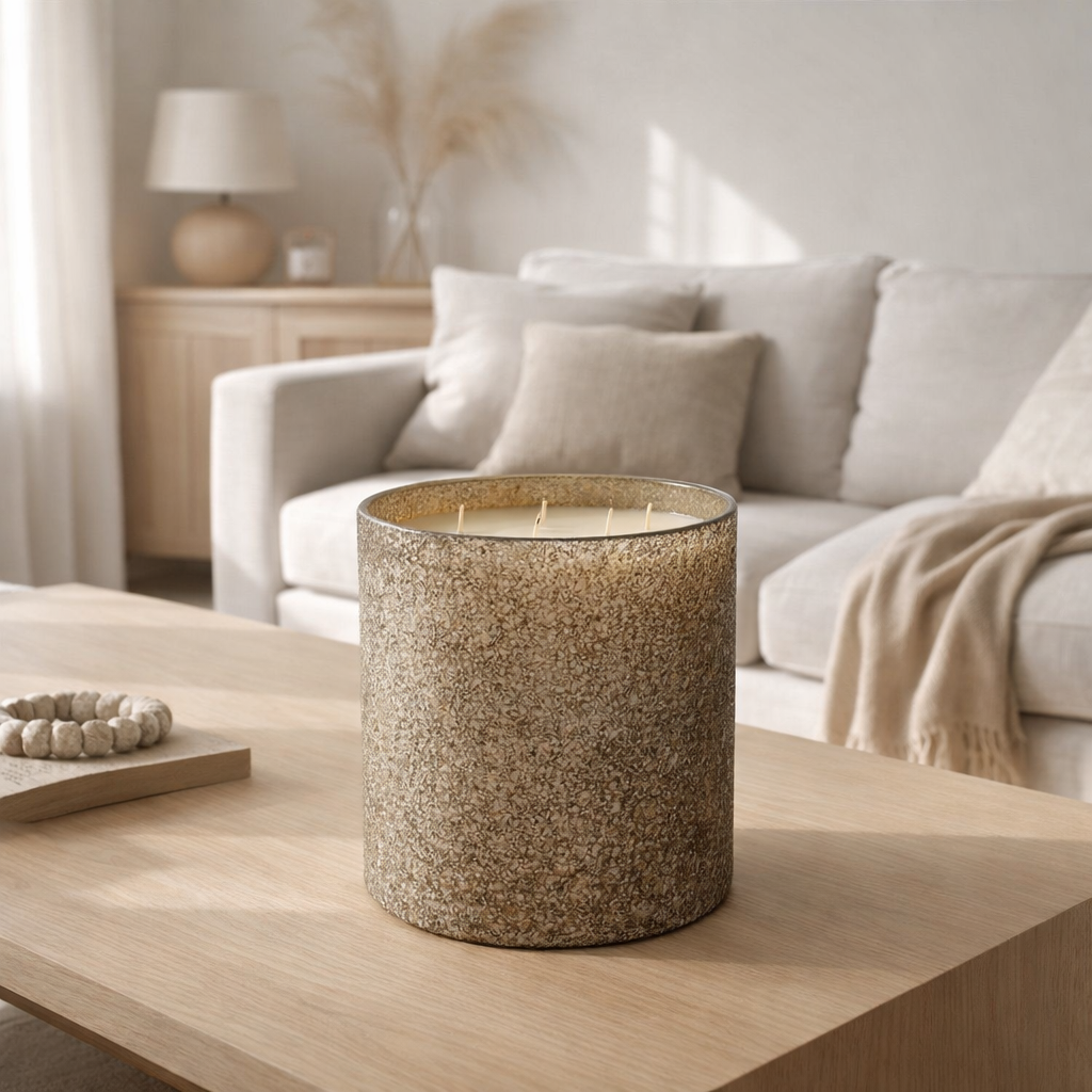 Bougie parfumée J-Line Luxuria - Cookie Crunch - verre - bronze - XL - 120U en situation