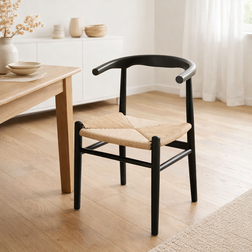 J-Line Chaise Ton Bois de Hêtre/Corde Noir en situation