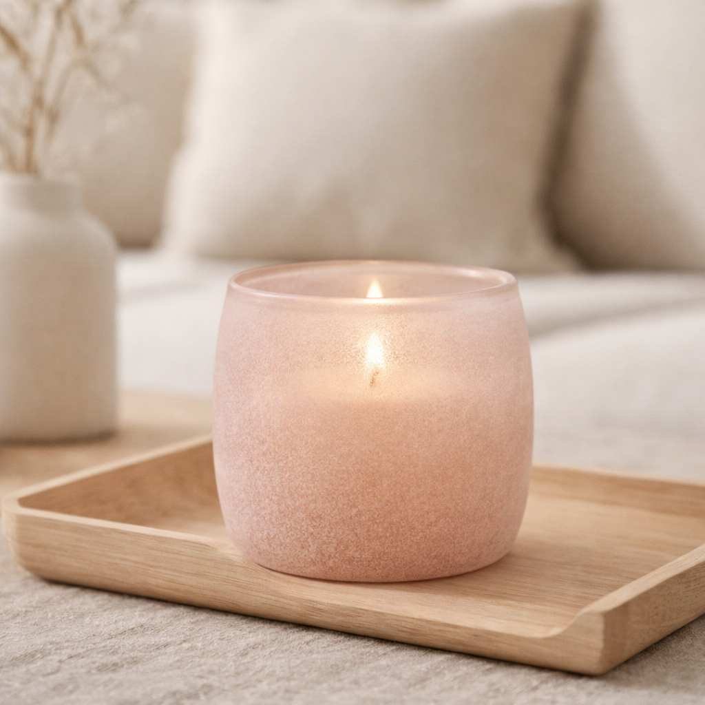 Lanterne J-Line Powder - verre - rose - petite en situation