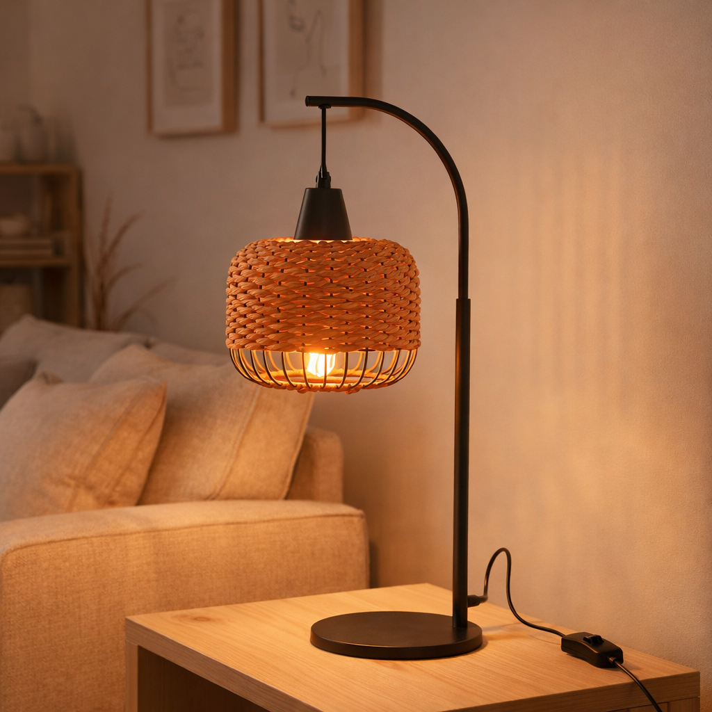 J-Line Lampe Lanterne Métal Orange en situation