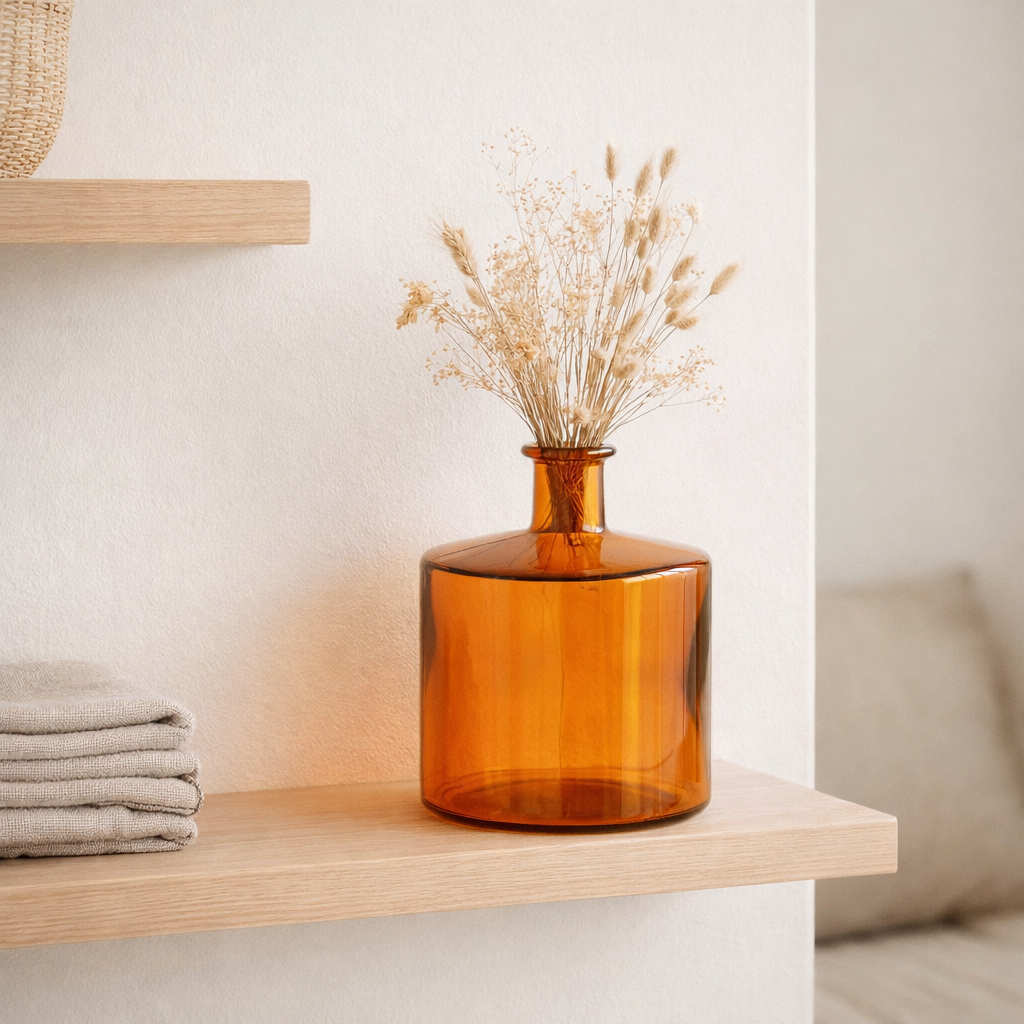J -line Vase large - verre - orange - petit - 26 cm de haut en situation