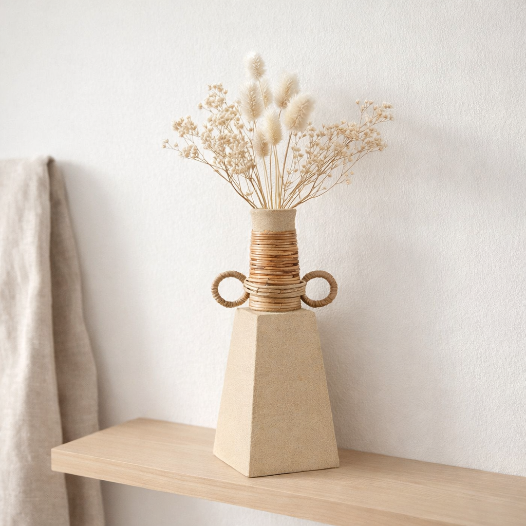 Vase J -line Céline - Vase floral - Ciment - Sand / Naturel - 29 cm de haut en situation